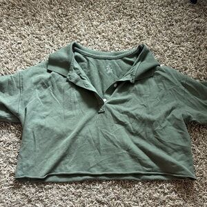 Aerie Green Button Crop Top